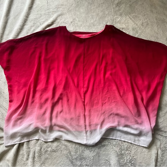 Lane Bryant Women’s Ombre Pink and White Flowy Sheer Cape Style Top 18/20 - Picture 6 of 7